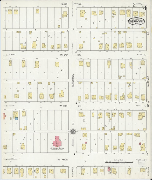 Sanborn Fire Insurance Map from Cherryvale, Montgomery County, Kansas (1917), Sheet #0004 - Historic Sanborn Fire Insurance Map Print, vintage old map wall art, antique decor, genealogy gift, Kansas Kansas map