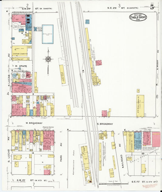 Sanborn Fire Insurance Map from Eagle Grove, Wright County, Iowa (1921), Sheet #0005 - Historic Sanborn Fire Insurance Map Print, vintage old map wall art