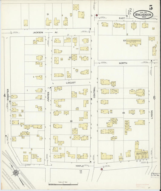Sanborn Fire Insurance Map from Winchendon, Worcester County, Massachusetts (1914), Sheet #0005 - Historic Sanborn Fire Insurance Map Print, vintage old map wall art, antique decor, genealogy gift, Massachusetts Massachusetts map