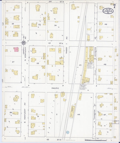 Sanborn Fire Insurance Map from Lamar, Barton County, Missouri (1916), Sheet #0007 - Historic Sanborn Fire Insurance Map Print, vintage old map wall art, antique decor, genealogy gift, Missouri Missouri map