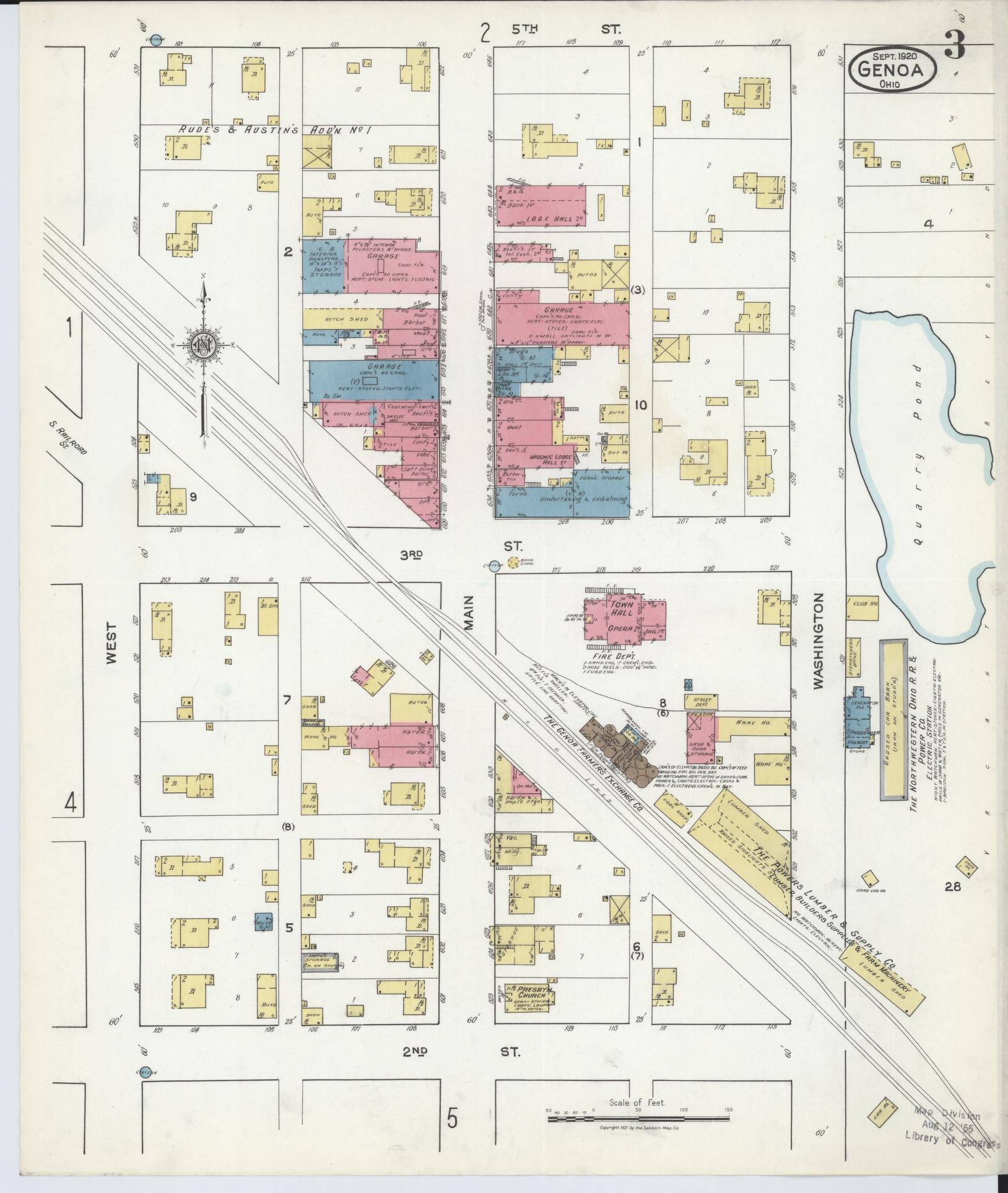 Sanborn Fire Insurance Map from Genoa, Ottawa County, Ohio (1920), Sheet #0003 - Complete Map Set gallery image, historic Sanborn map, vintage wall art, Ohio Ohio