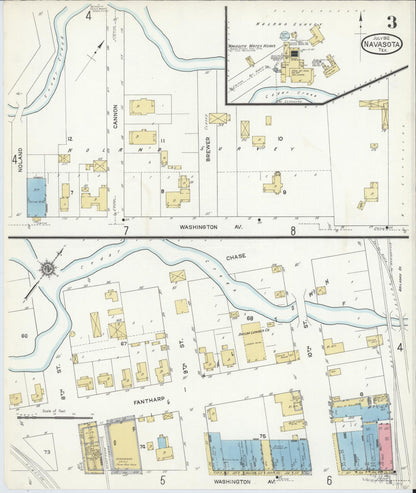 Sanborn Fire Insurance Map from Navasota, Grimes County, Texas (1912), Sheet #0003 - Complete Map Set gallery image, historic Sanborn map, vintage wall art, Texas Texas