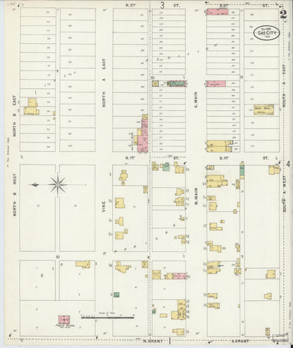 Sanborn Fire Insurance Map from Gas City, Grant County, Indiana (1898), Sheet #0002 - Complete Map Set gallery image, historic Sanborn map, vintage wall art, Indiana Indiana