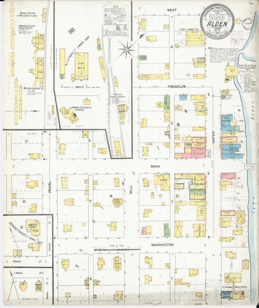 Sanborn Fire Insurance Map from Alden, Hardin County, Iowa (1902), Sheet #0001 - Historic Sanborn Fire Insurance Map Print, vintage old map wall art