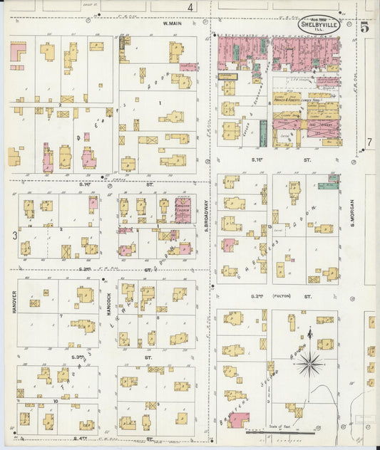 Sanborn Fire Insurance Map from Shelbyville, Shelby County, Illinois (1906), Sheet #0005 - Historic Sanborn Fire Insurance Map Print, vintage old map wall art, antique decor, genealogy gift, Illinois Illinois map