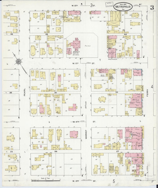 Sanborn Fire Insurance Map from Metropolis, Massac County, Illinois (1910), Sheet #0003 - Historic Sanborn Fire Insurance Map Print, vintage old map wall art, antique decor, genealogy gift, Illinois Illinois map