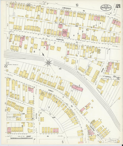 Sanborn Fire Insurance Map from Braddock, Allegheny County, Pennsylvania (1908), Sheet #0021 - Complete Map Set gallery image, historic Sanborn map, vintage wall art, Pennsylvania Pennsylvania