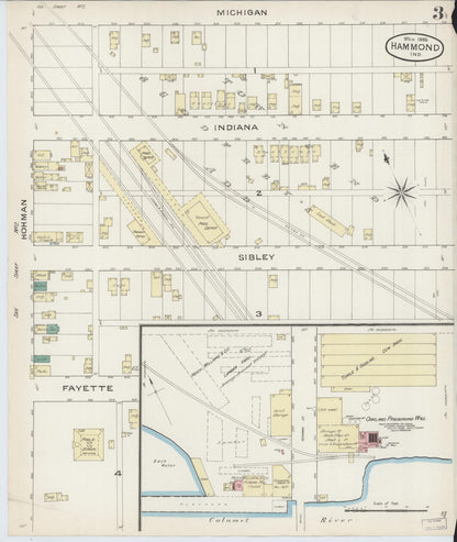Sanborn Fire Insurance Map from Hammond, Lake County, Indiana (1886), Sheet #0003 - Historic Sanborn Fire Insurance Map Print, vintage old map wall art, antique decor, genealogy gift, Indiana Indiana map