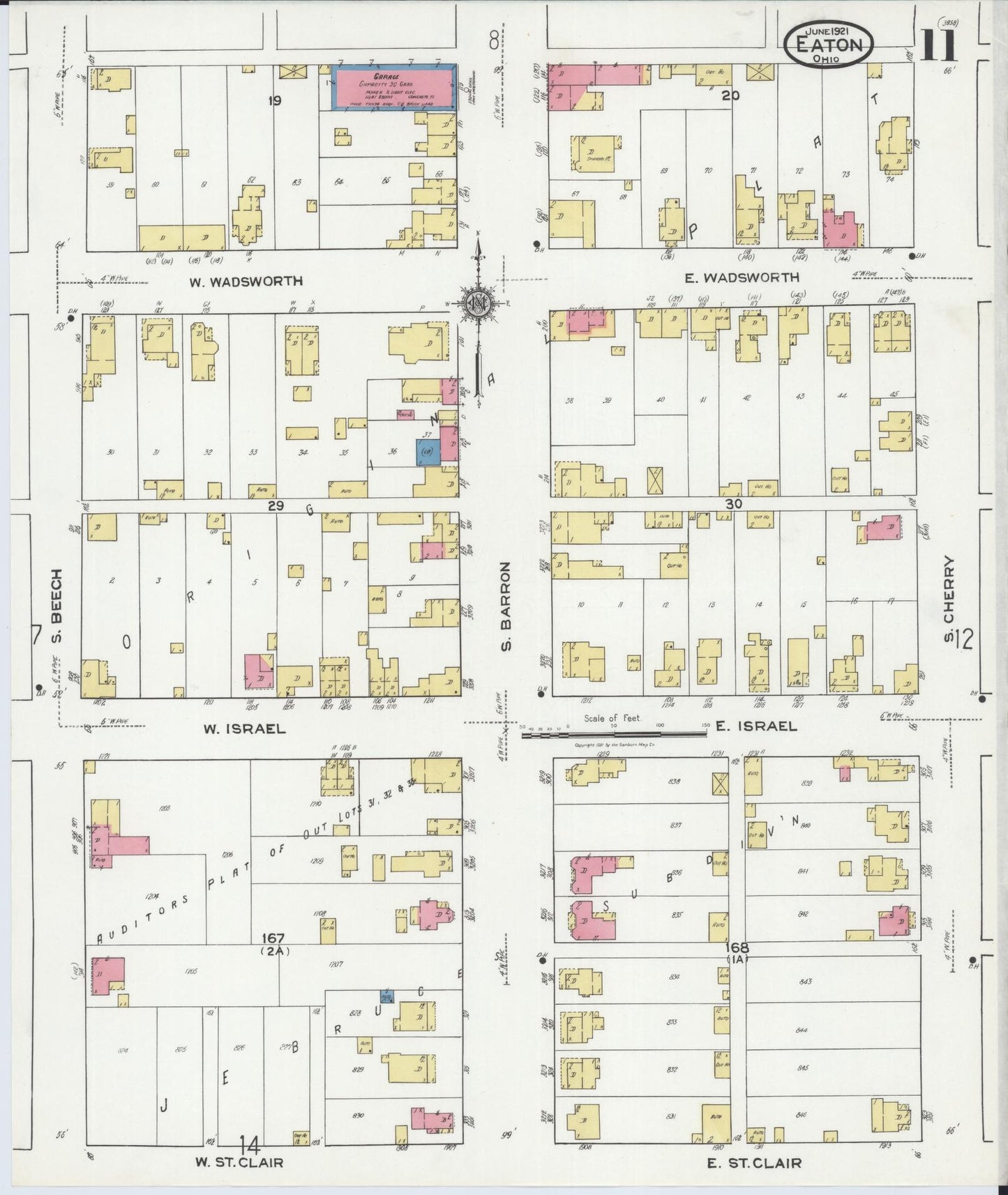 Sanborn Fire Insurance Map from Eaton, Preble County, Ohio (1921), Sheet #0011 - Complete Map Set gallery image, historic Sanborn map, vintage wall art, Ohio Ohio