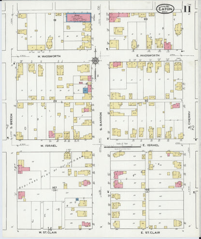 Sanborn Fire Insurance Map from Eaton, Preble County, Ohio (1921), Sheet #0011 - Complete Map Set gallery image, historic Sanborn map, vintage wall art, Ohio Ohio