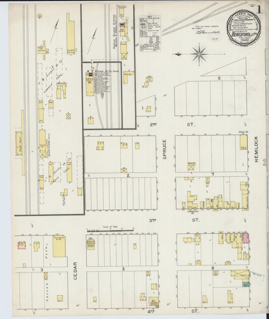 Sanborn Fire Insurance Map from Beresford, Union And Lincoln Counties, South Dakota (1893), Sheet #0001 - Historic Sanborn Fire Insurance Map Print, vintage old map wall art, antique decor, genealogy gift, South Dakota South Dakota map