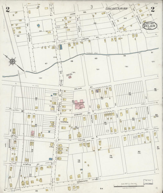 Sanborn Fire Insurance Map from Delair, Camden County, New Jersey (1925), Sheet #0002 - Historic Sanborn Fire Insurance Map Print, vintage old map wall art, antique decor, genealogy gift, New Jersey New Jersey map