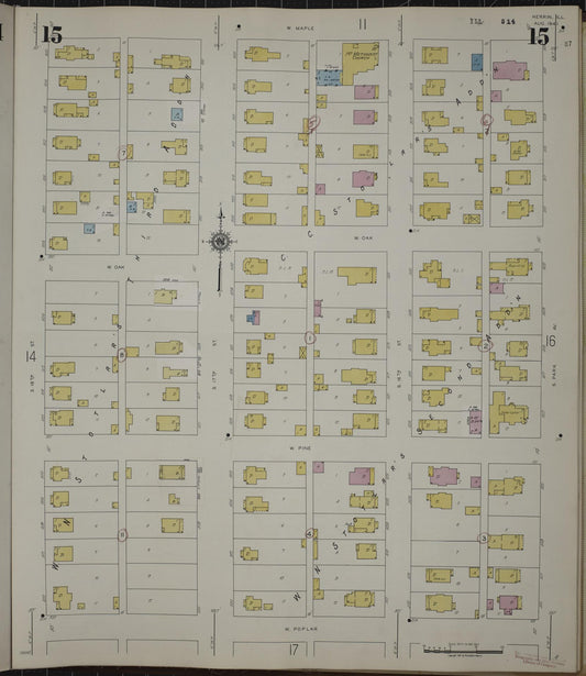 Sanborn Fire Insurance Map from Herrin, Williamson County, Illinois (1947), Sheet #0015 - Historic Sanborn Fire Insurance Map Print, vintage old map wall art, antique decor, genealogy gift, Illinois Illinois map