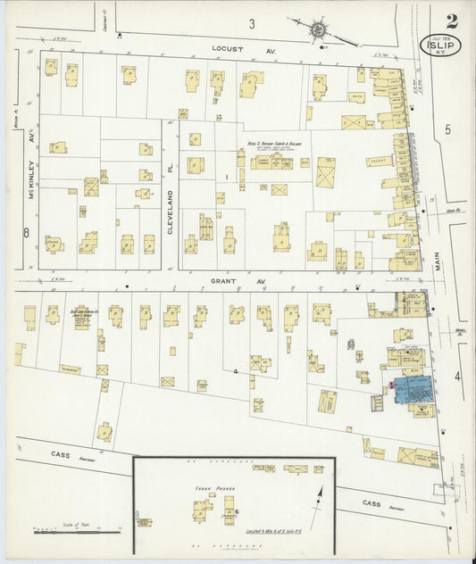 Sanborn Fire Insurance Map from Islip, Suffolk County, New York (1916), Sheet #0002 - Historic Sanborn Fire Insurance Map Print, vintage old map wall art, antique decor, genealogy gift, New York New York map