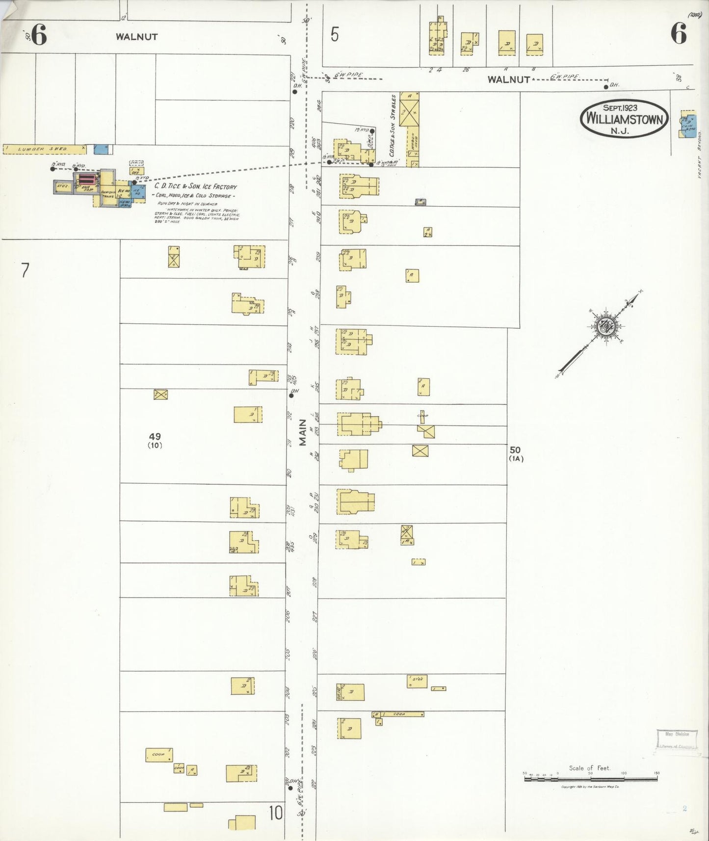 Sanborn Fire Insurance Map from Williamstown, Gloucester County, New Jersey (1923), Sheet #0006 - Complete Map Set gallery image, historic Sanborn map, vintage wall art, New Jersey New Jersey