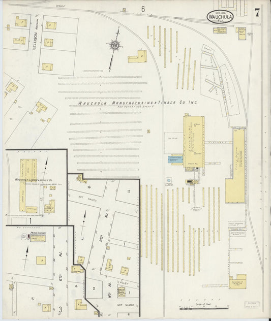 Sanborn Fire Insurance Map from Wauchula, Hardee County, Florida (1914), Sheet #0007 - Historic Sanborn Fire Insurance Map Print, vintage old map wall art, antique decor, genealogy gift, Florida Florida map