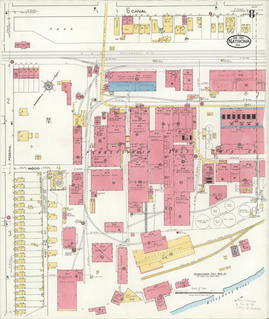 Sanborn Fire Insurance Map from Natrona, Allegheny County, Pennsylvania (1921), Sheet #0008 - Historic Sanborn Fire Insurance Map Print, vintage old map wall art, antique decor, genealogy gift, Pennsylvania Pennsylvania map
