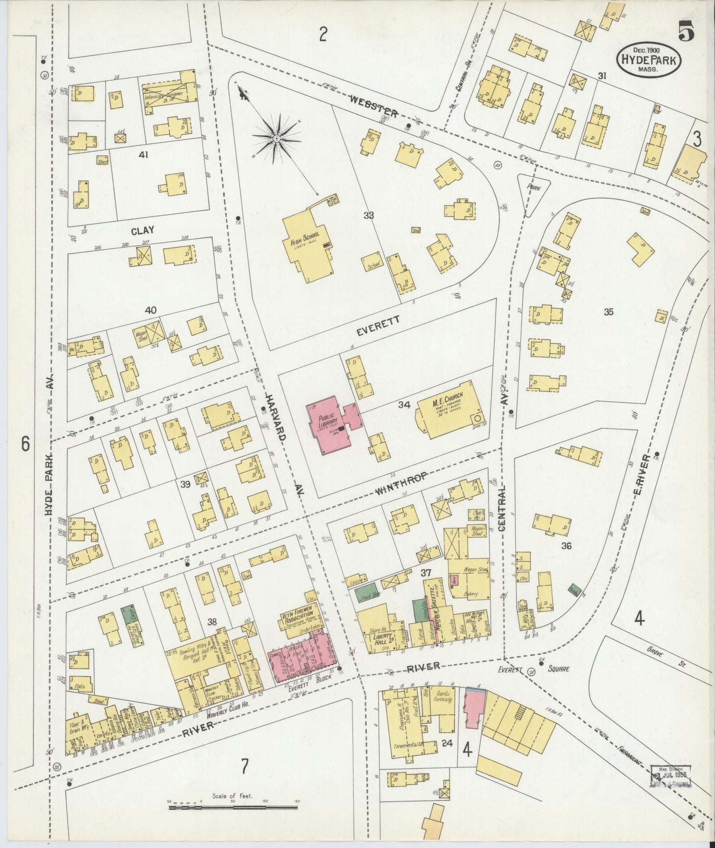 Sanborn Fire Insurance Map from Hyde Park, Norfolk County, Massachusetts (1900), Sheet #0005 - Complete Map Set gallery image, historic Sanborn map, vintage wall art, Massachusetts Massachusetts