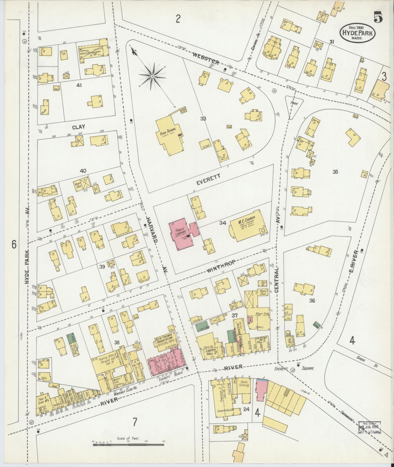 Sanborn Fire Insurance Map from Hyde Park, Norfolk County, Massachusetts (1900), Sheet #0005 - Complete Map Set gallery image, historic Sanborn map, vintage wall art, Massachusetts Massachusetts
