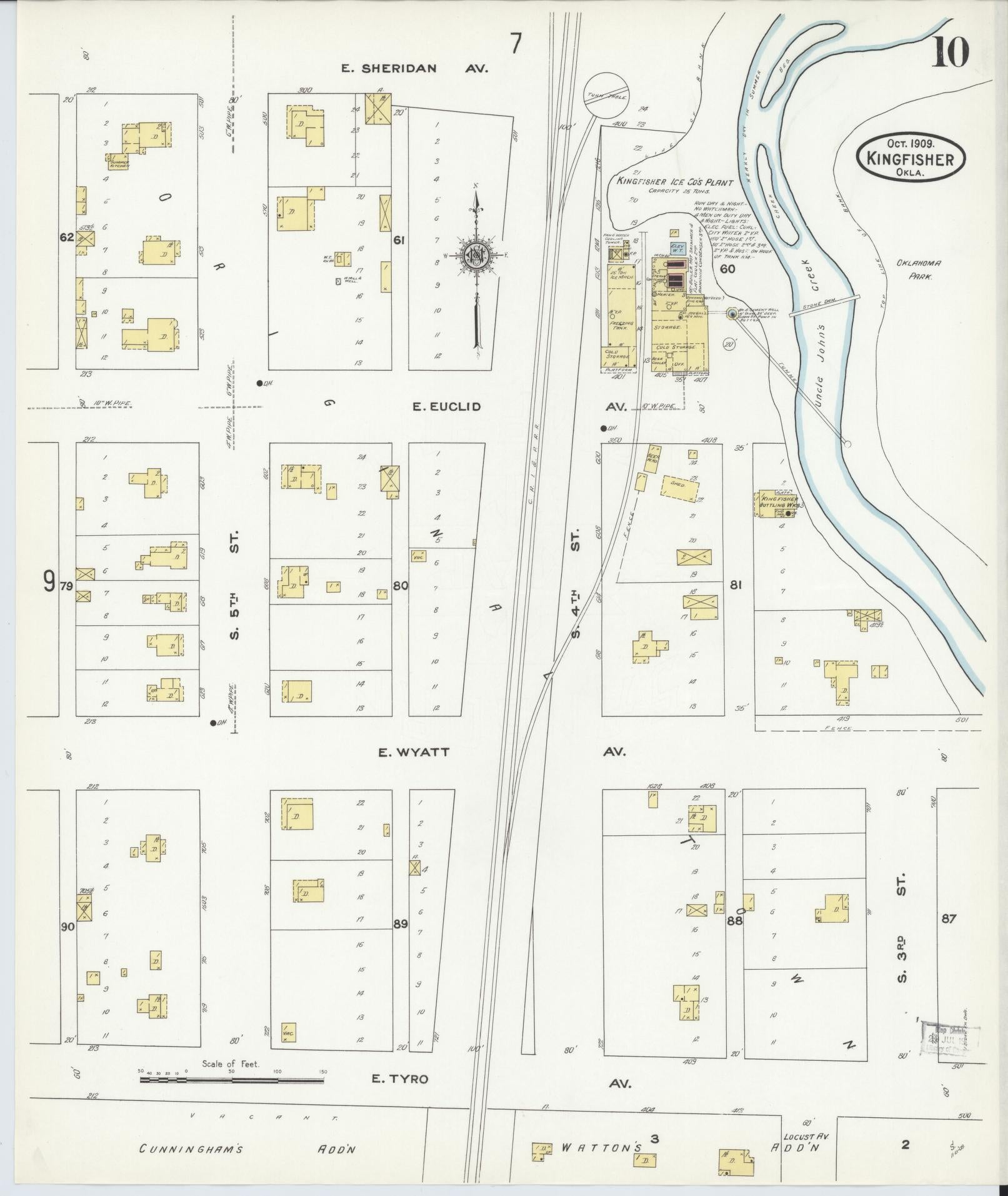 Sanborn Fire Insurance Map from Kingfisher, Kingfisher County, Oklahoma (1909), Sheet #0010 - Complete Map Set gallery image, historic Sanborn map, vintage wall art, Oklahoma Oklahoma