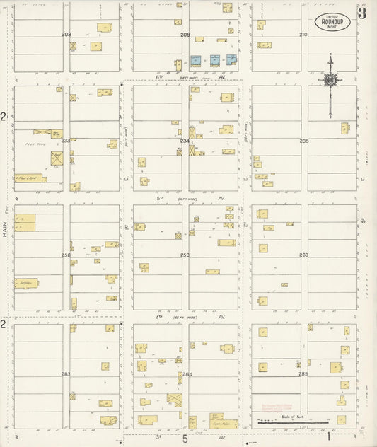 Sanborn Fire Insurance Map from Roundup, Musselshell County, Montana (1912), Sheet #0003 - Historic Sanborn Fire Insurance Map Print, vintage old map wall art, antique decor, genealogy gift, Montana Montana map