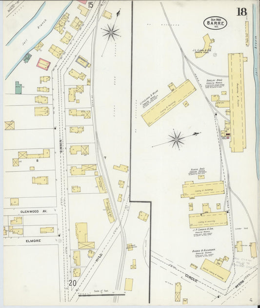 Sanborn Fire Insurance Map from Barre, Washington County, Vermont (1905), Sheet #0018 - Historic Sanborn Fire Insurance Map Print, vintage old map wall art, antique decor, genealogy gift, Vermont Vermont map