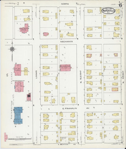 Sanborn Fire Insurance Map from Naperville, Du Page County, Illinois (1921), Sheet #0006 - Complete Map Set gallery image, historic Sanborn map, vintage wall art, Illinois Illinois