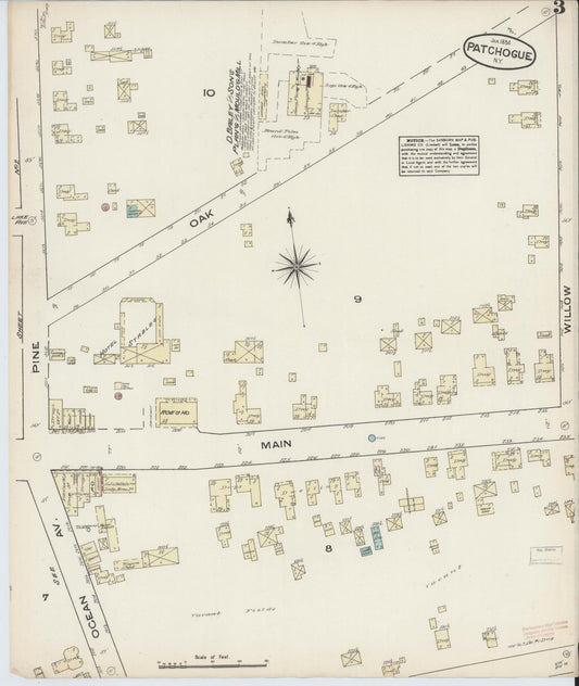 Sanborn Fire Insurance Map from Patchogue, Suffolk County, New York (1884), Sheet #0003 - Historic Sanborn Fire Insurance Map Print, vintage old map wall art, antique decor, genealogy gift, New York New York map