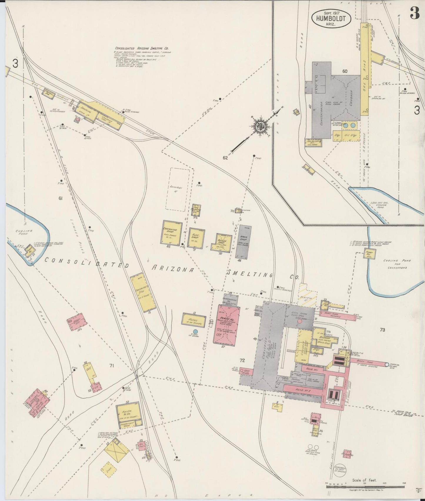 Sanborn Fire Insurance Map from Humboldt, Yavapai County, Arizona (1917), Sheet #0003 - Complete Map Set gallery image, historic Sanborn map, vintage wall art, Arizona Arizona