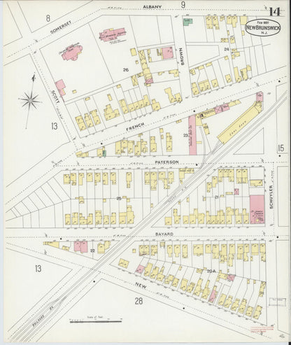 Sanborn Fire Insurance Map from New Brunswick, Middlesex County, New Jersey (1897), Sheet #0014 - Complete Map Set gallery image, historic Sanborn map, vintage wall art, New Jersey New Jersey