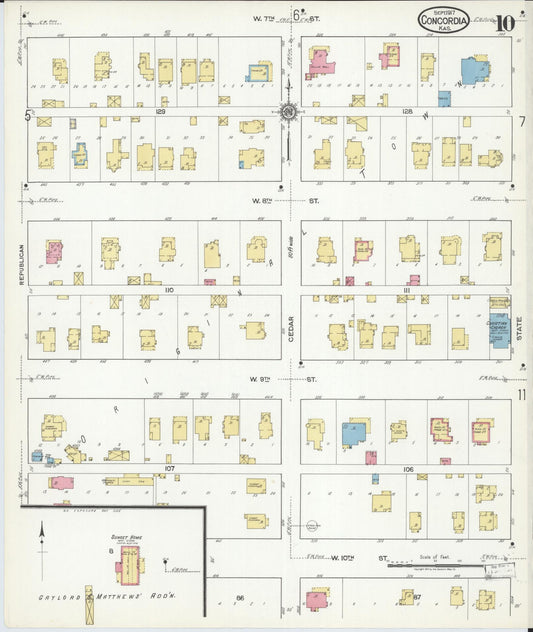 Sanborn Fire Insurance Map from Concordia, Cloud County, Kansas (1917), Sheet #0010 - Historic Sanborn Fire Insurance Map Print, vintage old map wall art, antique decor, genealogy gift, Kansas Kansas map