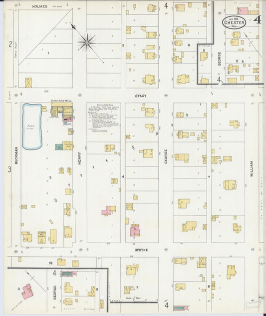 Sanborn Fire Insurance Map from Chester, Randolph County, Illinois (1906), Sheet #0004 - Historic Sanborn Fire Insurance Map Print, vintage old map wall art, antique decor, genealogy gift, Illinois Illinois map