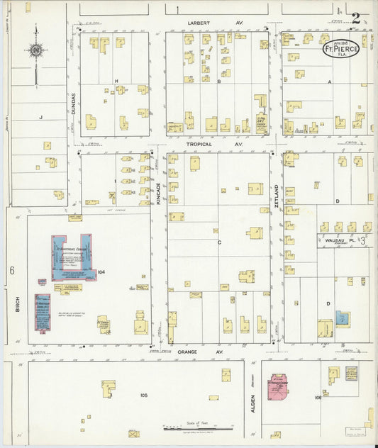 Sanborn Fire Insurance Map from Fort Pierce, St Lucie County, Florida (1918), Sheet #0002 - Historic Sanborn Fire Insurance Map Print, vintage old map wall art, antique decor, genealogy gift, Florida Florida map