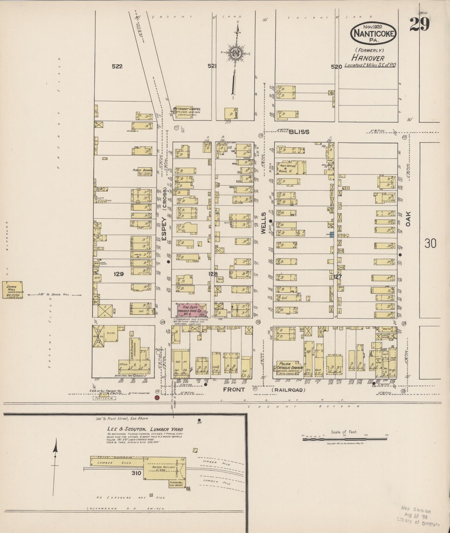Sanborn Fire Insurance Map from Nanticoke, Luzerne County, Pennsylvania (1920), Sheet #0029 - Complete Map Set gallery image, historic Sanborn map, vintage wall art, Pennsylvania Pennsylvania
