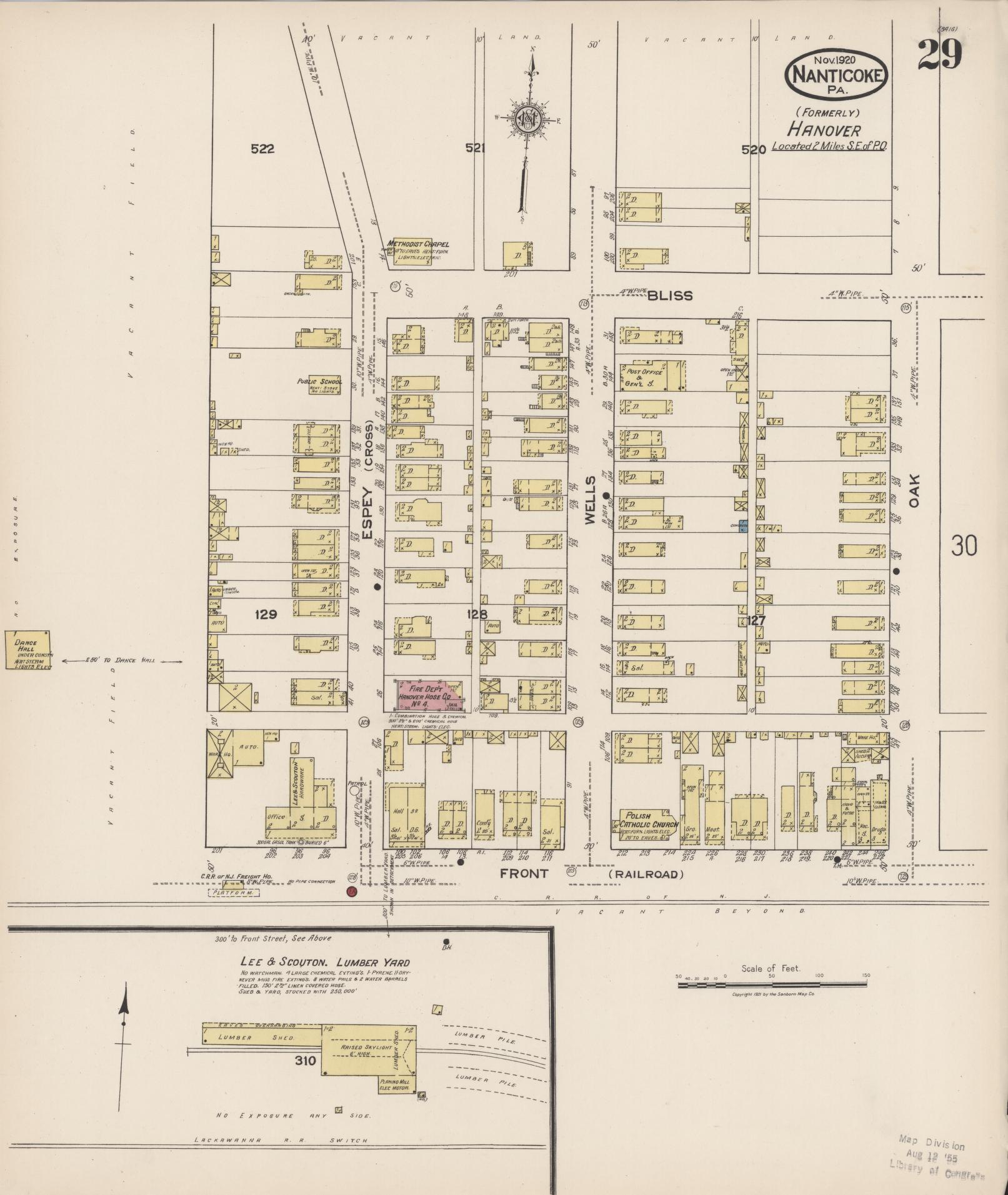 Sanborn Fire Insurance Map from Nanticoke, Luzerne County, Pennsylvania (1920), Sheet #0029 - Complete Map Set gallery image, historic Sanborn map, vintage wall art, Pennsylvania Pennsylvania