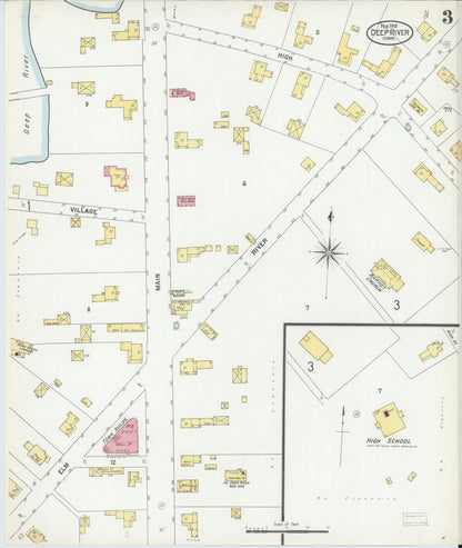 Sanborn Fire Insurance Map from Deep River, Middlesex County, Connecticut (1901), Sheet #0003 - Complete Map Set gallery image, historic Sanborn map, vintage wall art, Connecticut Connecticut