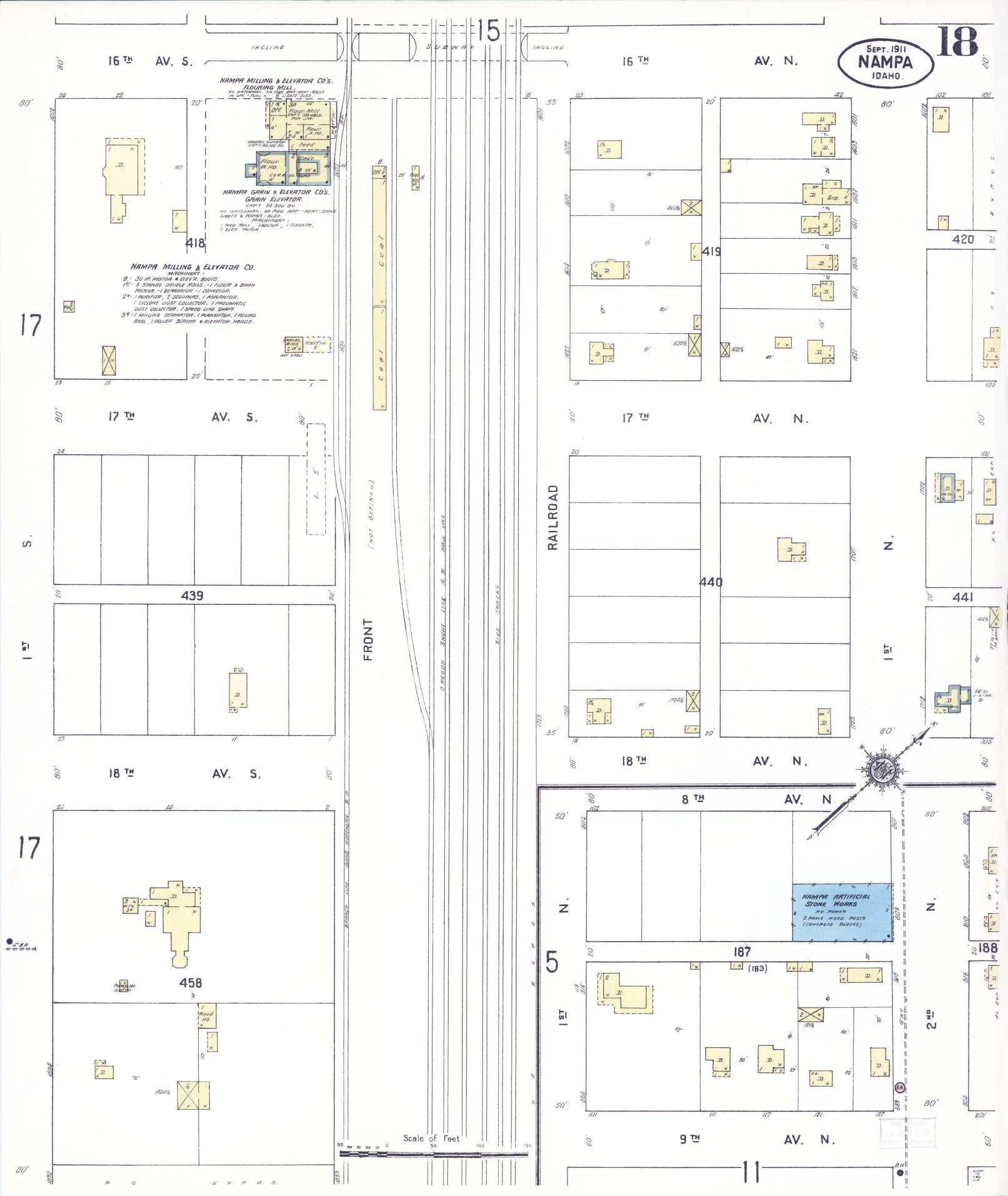 Sanborn Fire Insurance Map from Nampa, Canyon County, Idaho (1911), Sheet #0018 - Complete Map Set gallery image, historic Sanborn map, vintage wall art, Idaho Idaho