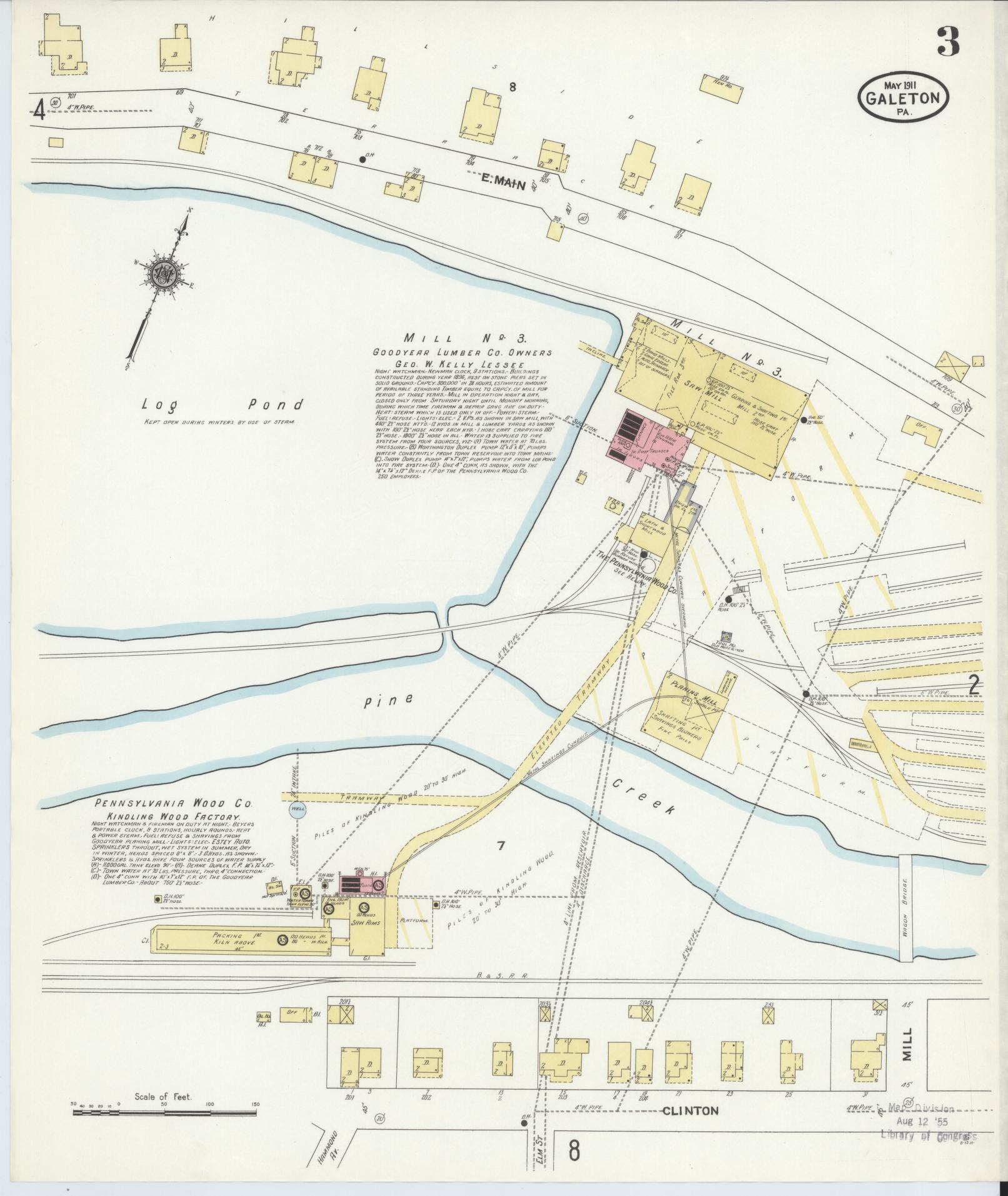 Sanborn Fire Insurance Map from Galeton, Potter County, Pennsylvania (1911), Sheet #0003 - Historic Sanborn Fire Insurance Map Print, vintage old map wall art, antique decor, genealogy gift, Pennsylvania Pennsylvania map