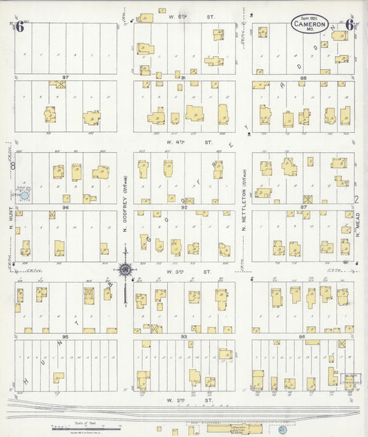 Sanborn Fire Insurance Map from Cameron, Clinton County, Missouri (1925), Sheet #0006 - Historic Sanborn Fire Insurance Map Print, vintage old map wall art, antique decor, genealogy gift, Missouri Missouri map