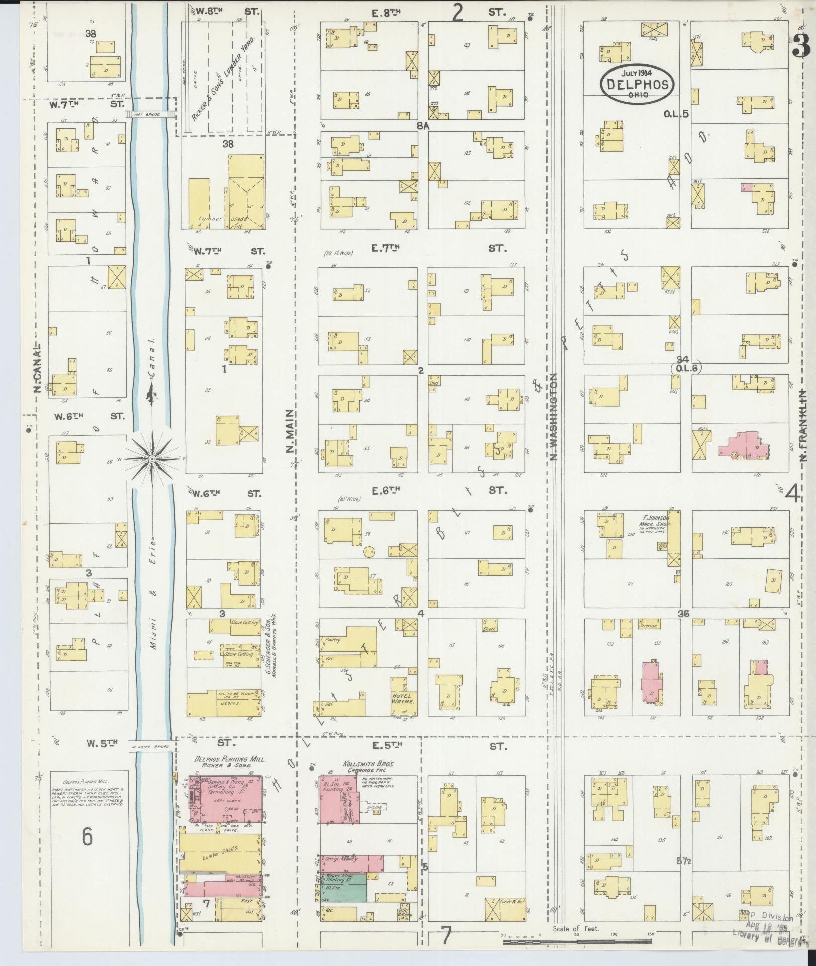 Sanborn Fire Insurance Map from Delphos, Van Wert And Allen Counties, Ohio (1904), Sheet #0003 - Historic Sanborn Fire Insurance Map Print, vintage old map wall art, antique decor, genealogy gift, Ohio Ohio map