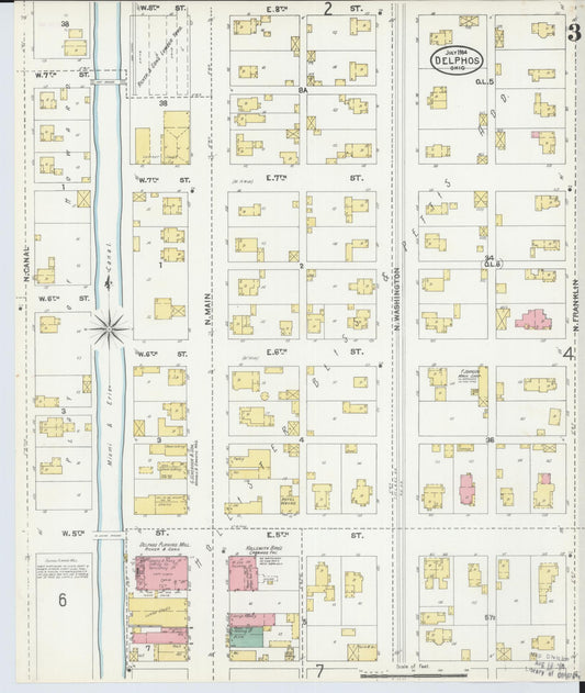 Sanborn Fire Insurance Map from Delphos, Van Wert And Allen Counties, Ohio (1904), Sheet #0003 - Historic Sanborn Fire Insurance Map Print, vintage old map wall art, antique decor, genealogy gift, Ohio Ohio map