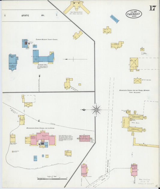 Sanborn Fire Insurance Map from Faribault, Rice County, Minnesota (1905), Sheet #0017 - Historic Sanborn Fire Insurance Map Print, vintage old map wall art, antique decor, genealogy gift, Minnesota Minnesota map