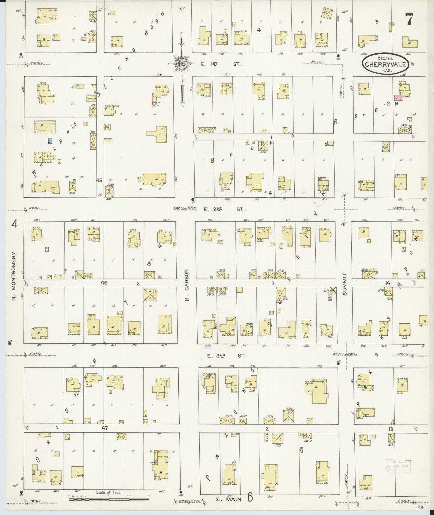 Sanborn Fire Insurance Map from Cherryvale, Montgomery County, Kansas (1911), Sheet #0007 - Complete Map Set gallery image, historic Sanborn map, vintage wall art, Kansas Kansas