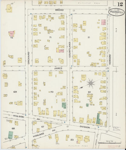 Sanborn Fire Insurance Map from Peekskill, Westchester County, New York (1887), Sheet #0012 - Complete Map Set gallery image, historic Sanborn map, vintage wall art, New York New York