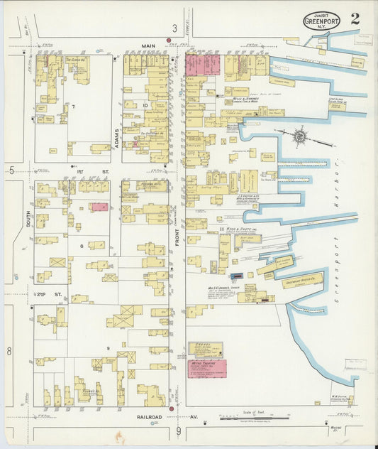 Sanborn Fire Insurance Map from Greenport, Suffolk County, New York (1917), Sheet #0002 - Historic Sanborn Fire Insurance Map Print, vintage old map wall art, antique decor, genealogy gift, New York New York map
