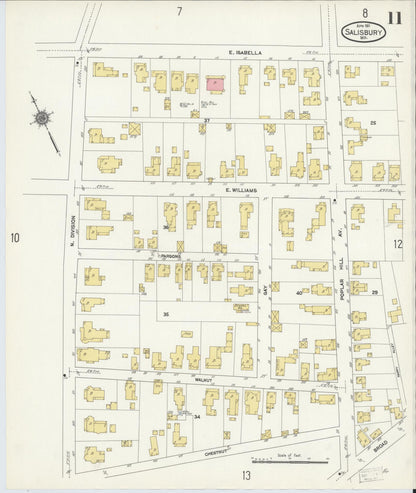 Sanborn Fire Insurance Map from Salisbury, Wicomico County, Maryland (1911), Sheet #0011 - Complete Map Set gallery image, historic Sanborn map, vintage wall art, Maryland Maryland