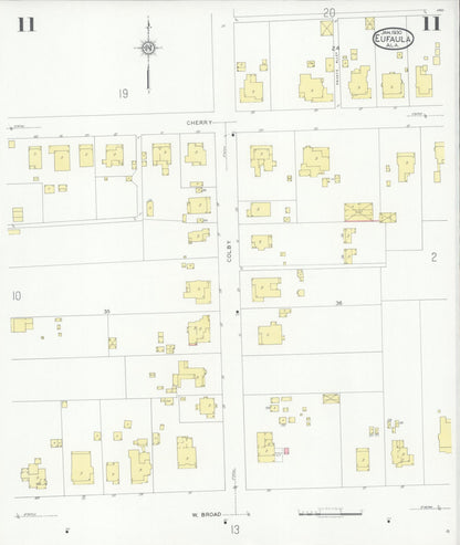 Sanborn Fire Insurance Map from Eufaula, Barbour County, Alabama (1930), Sheet #0011 - Complete Map Set gallery image, historic Sanborn map, vintage wall art, Alabama Alabama