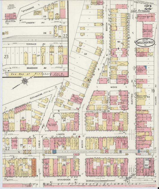 Sanborn Fire Insurance Map from Turtle Creek Valley, Allegheny County, Pennsylvania (1919), Sheet #0022 - Historic Sanborn Fire Insurance Map Print, vintage old map wall art, antique decor, genealogy gift, Pennsylvania Pennsylvania map