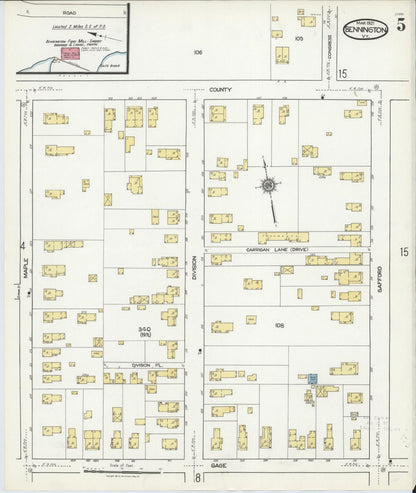 Sanborn Fire Insurance Map from Bennington, Bennington County, Vermont (1921), Sheet #0005 - Complete Map Set gallery image, historic Sanborn map, vintage wall art, Vermont Vermont
