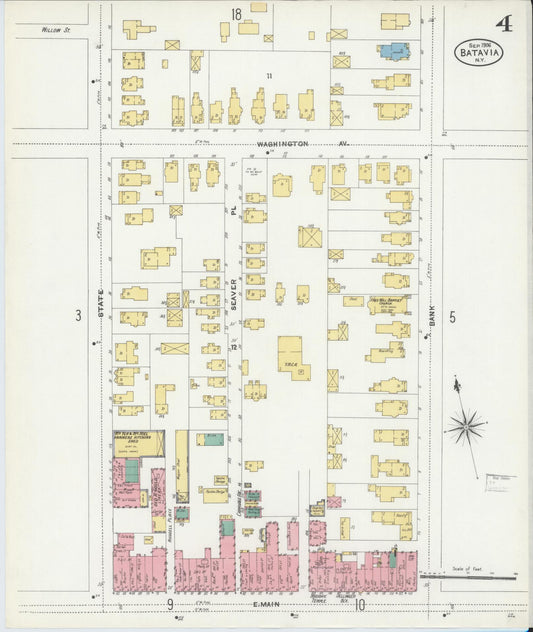 Sanborn Fire Insurance Map from Batavia, Genesee County, New York (1906), Sheet #0004 - Historic Sanborn Fire Insurance Map Print, vintage old map wall art, antique decor, genealogy gift, New York New York map